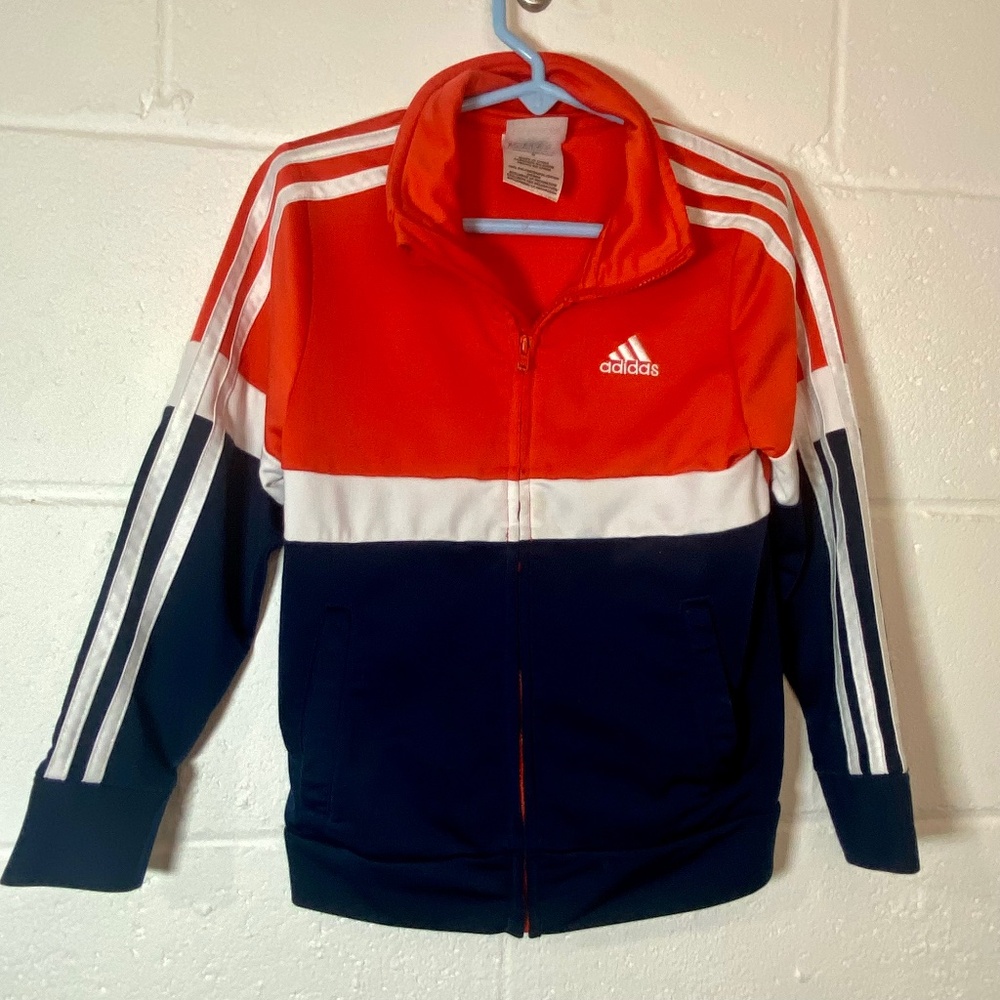 Adidas Boys Navy Orange and White Jacket